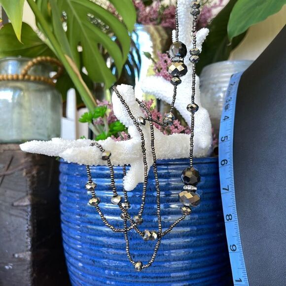 Silver Grey Faceted Beading Long Chico’s Necklace $18ea or bundle 3/$30 - Picture 4 of 7